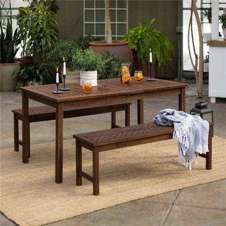 WALKER EDISON FURNITURE Walker Edison Furniture OW3DGVINDB 3 Piece Chevron Outdoor Patio Dining Set; Dark Brown OW3DGVINDB